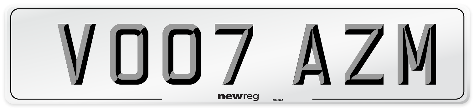 VO07 AZM Number Plate from New Reg